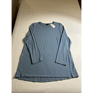 J Jill Women Top Large Blue Tunic Shirt Wearever‎ Collection Long Sleeve NWT
